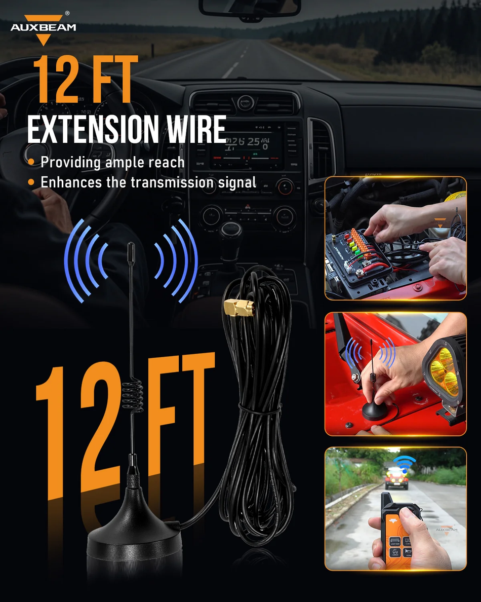 3.6m/12ft Antenna with Magnetic Base for Wireless Remote Control Switch Panel RC-800/AC-800/AC-1200/AS-400/AS-600/AS-800