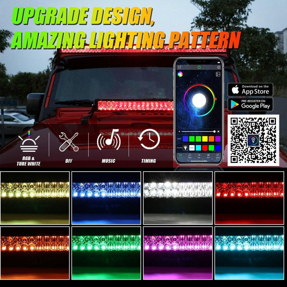 22 & 42 Inch V-PRO Series Straight RGBW Color Changing Off Road Led Light Bar