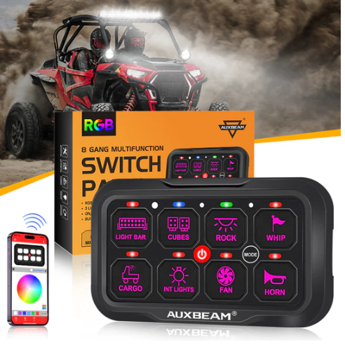 AR-800 Multifunction RGB Switch Panel with Bluetooth Controlled & 47 Inch Extension Cable(Optional) for Polaris RZR XP Turbo / Turbo S