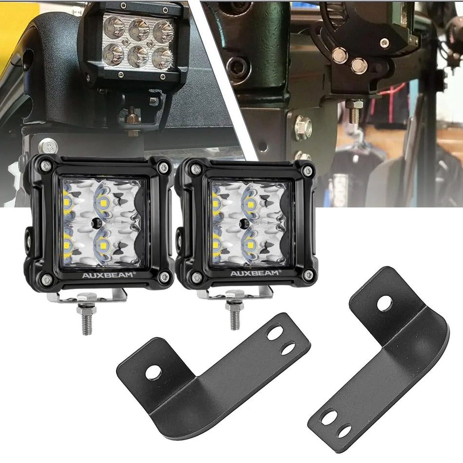 3 Inch LED Pods Light Spot/Flood Beam & Rear Roof Reversing Light LED Pod Light Brackets for Polaris