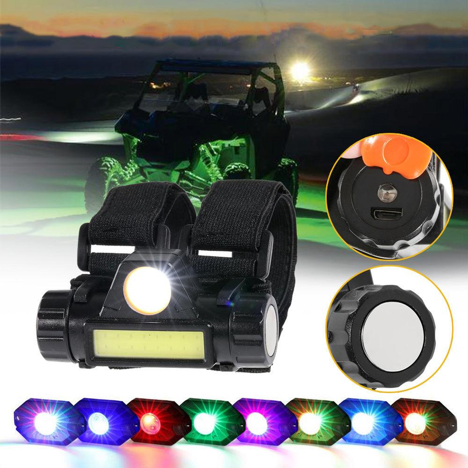 Dome Light UTV Interior Light Universal Roll Bar Cage Mount + RGB LED Rock Light Set