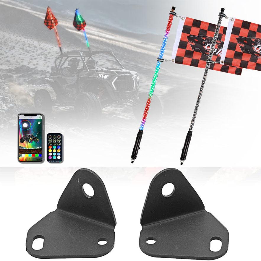 3FT/4FT LED RGB Whip Lights & Rear Pillar Flagpole Light Brackets Combo for Can-Am Maverick X3