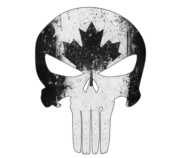 SXS/UTV/RZR/Truck/Car Black & White Weathered Canadian Flag Punisher Roof Decal