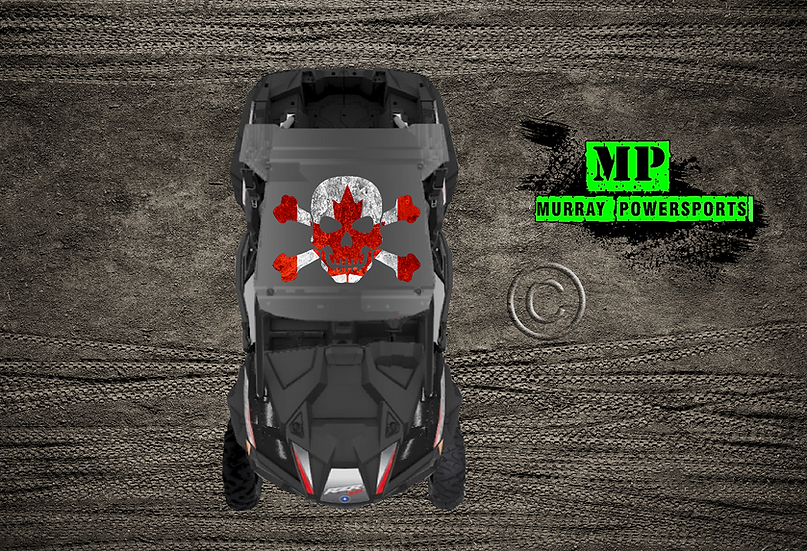 SXS/UTV/RZR/Truck/Car Canadian Skull & Crossbones Roof Decal