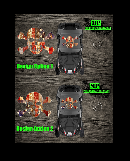 SXS/UTV/RZR/Truck/Car American Flag Skull & Crossbones Roof Decal