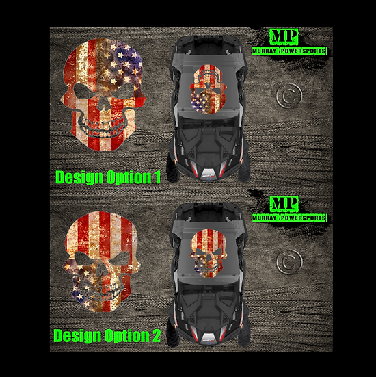 SXS/UTV/RZR/Truck/Car American Flag Skull Roof Decal