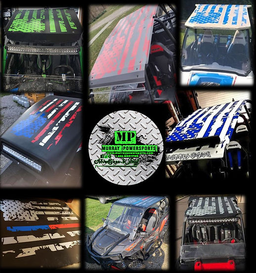 Distressed American Flag 4 seat UTV/RZR/TRUCK/CAR Roof Decal (color op