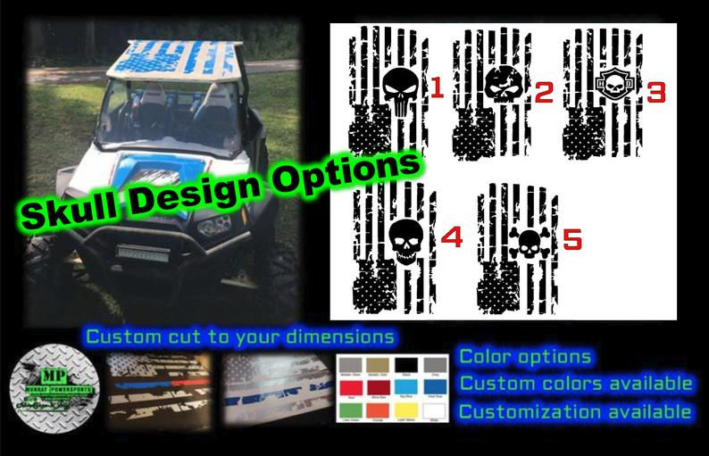 Distressed American Flag 2 seat UTV/RZR/TRUCK/CAR Roof Decal (color op