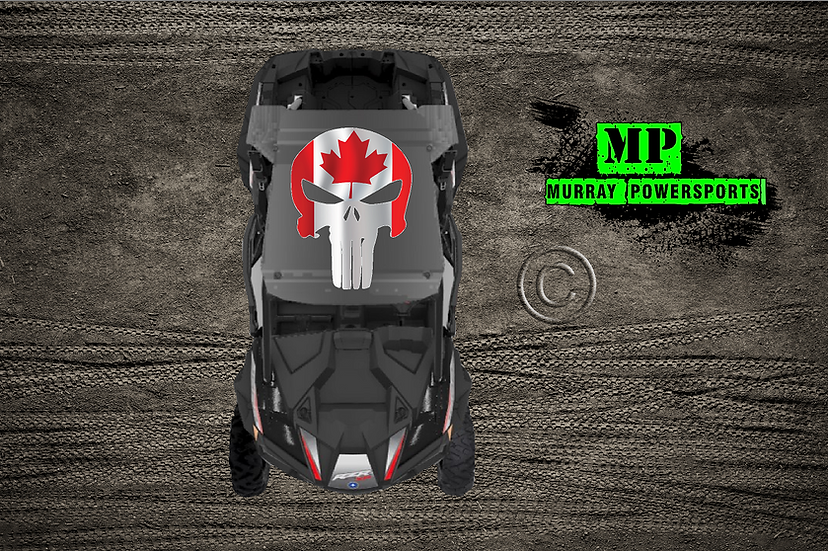 SXS/UTV/RZR/Truck/Car Canadian Flag Punisher Roof Decal