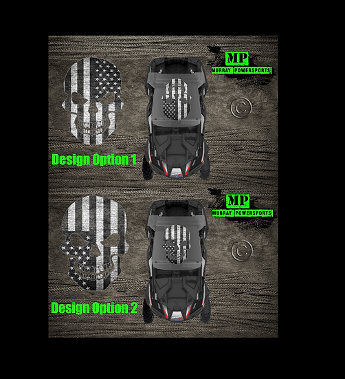 SXS/UTV/RZR/Truck/Car American Flag Skull Roof Decal