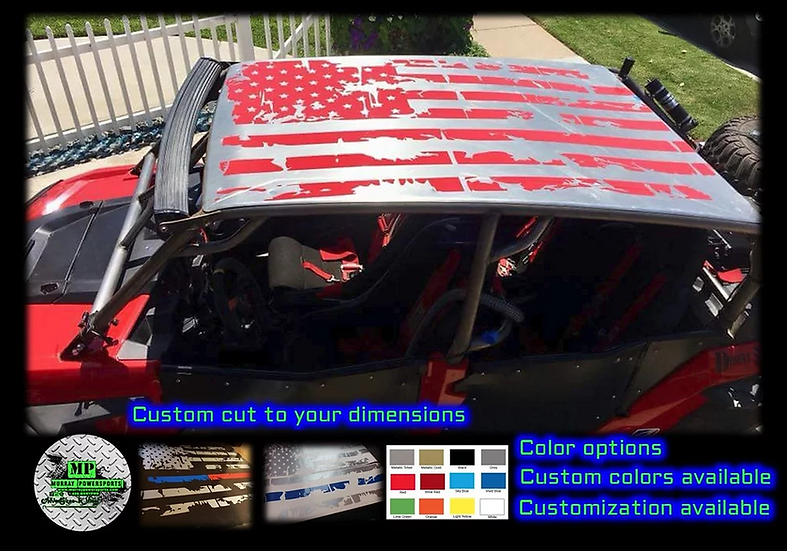 Distressed American Flag 4 seat UTV/RZR/TRUCK/CAR Roof Decal (color op