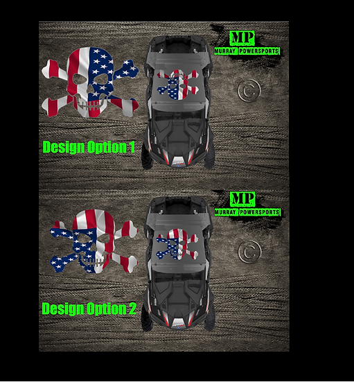 SXS/UTV/RZR/Truck/Car American Flag Skull & Crossbones Roof Decal