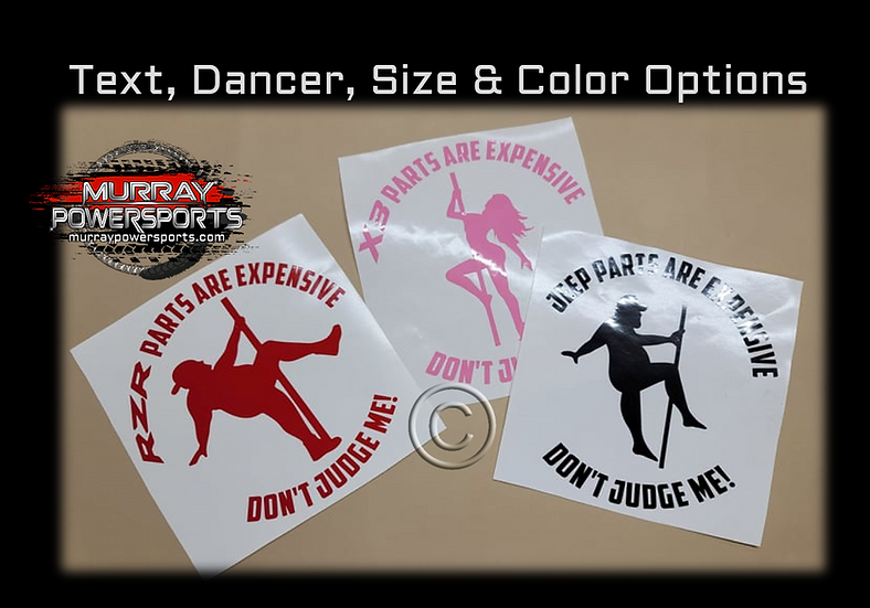 ____ Parts Are Expensive, Don't Judge decal (text, color, dancer & size options)