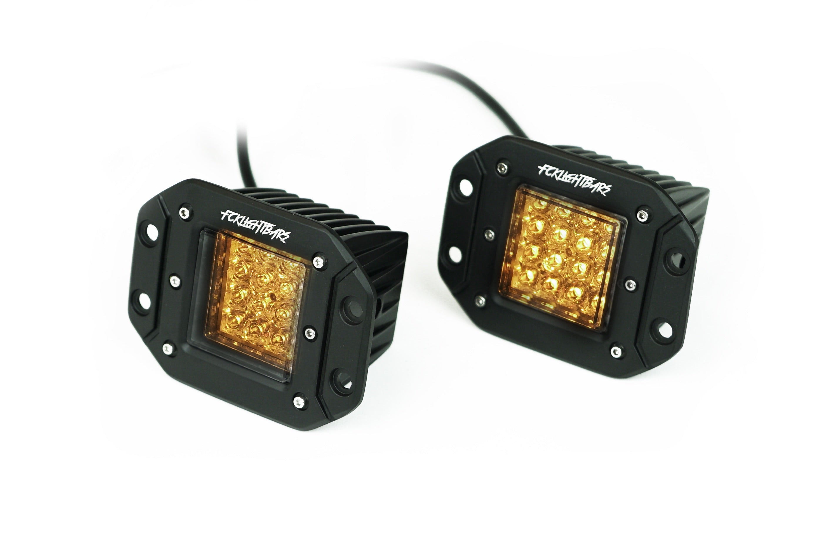 Dual Purpose Chase FLUSHMOUNTS AMBER/WHITE [SOLD AS PAIR]