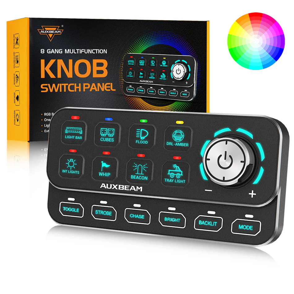 KS-80 Knob RGB Switch Panel MAX 120A ,Light Dimming, Dynamic Chase, Four External Triggers, 4 Modes